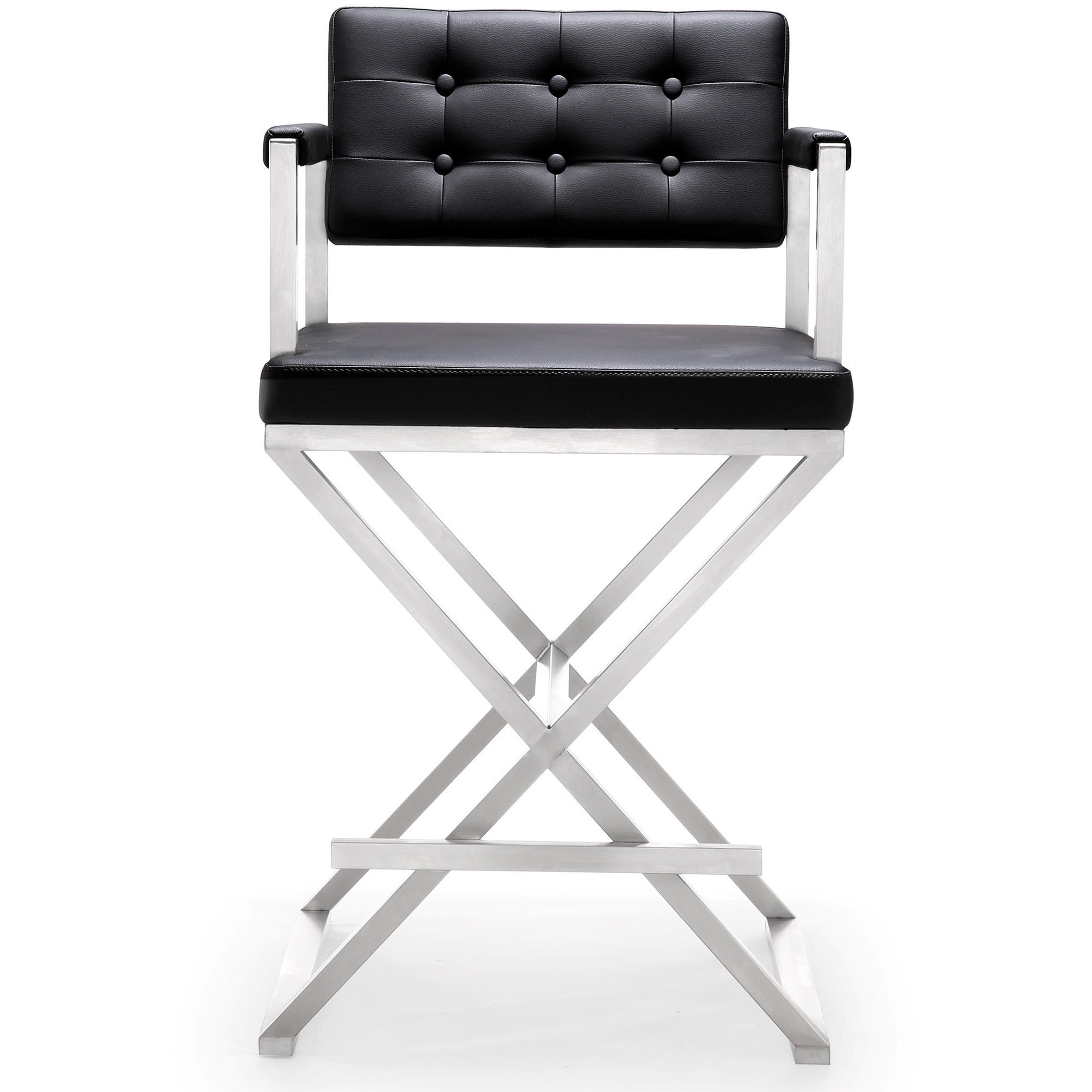 Director Black Stainless Steel Counter Stool - living-essentials