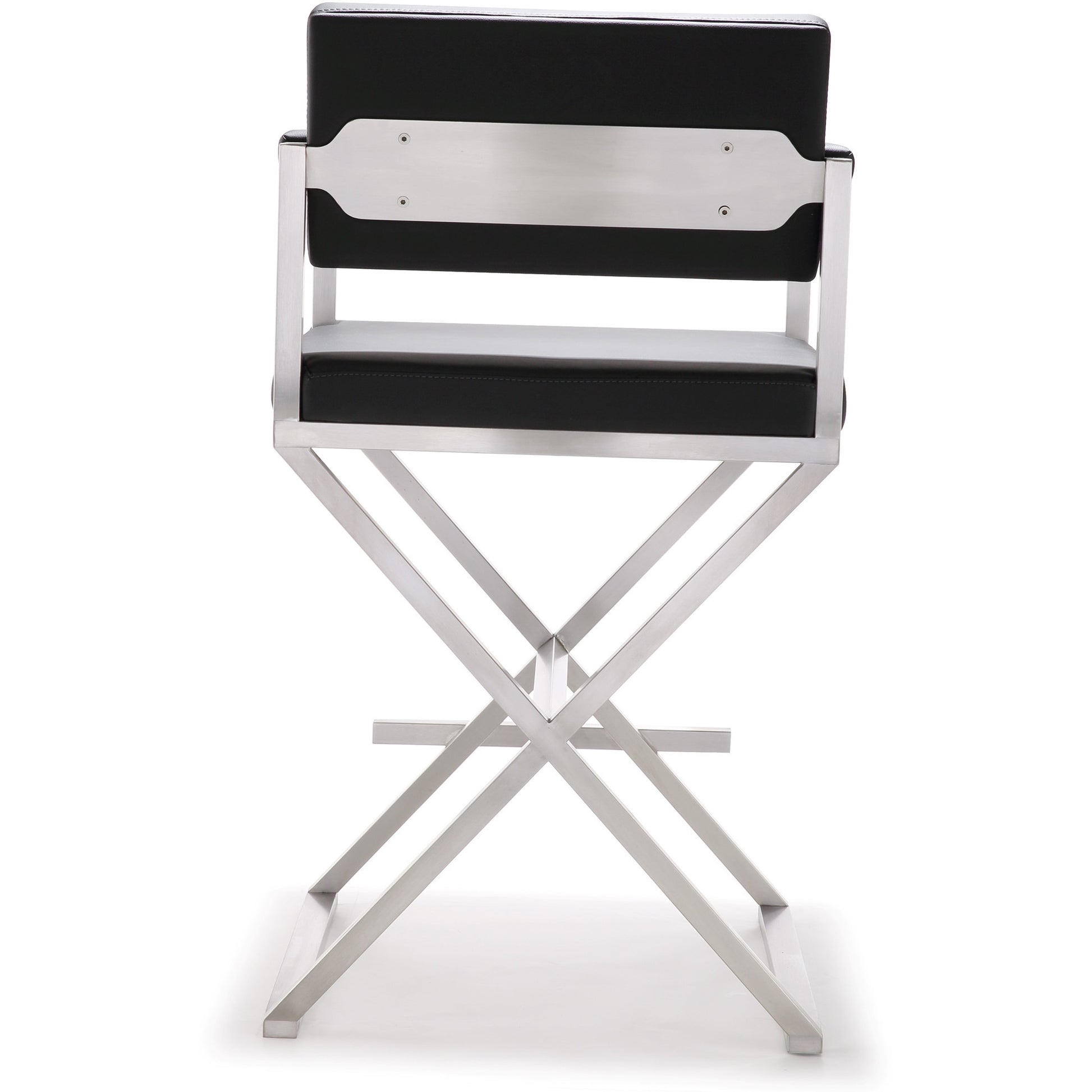 Director Black Stainless Steel Counter Stool - living-essentials