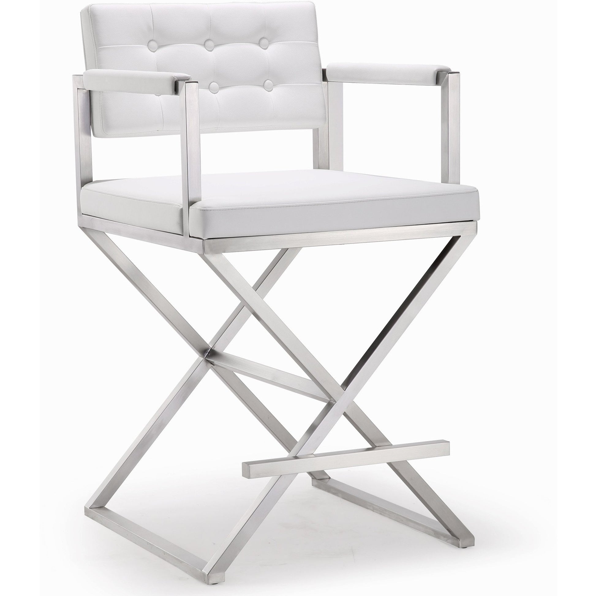 Director White Stainless Steel Counter Stool - living-essentials