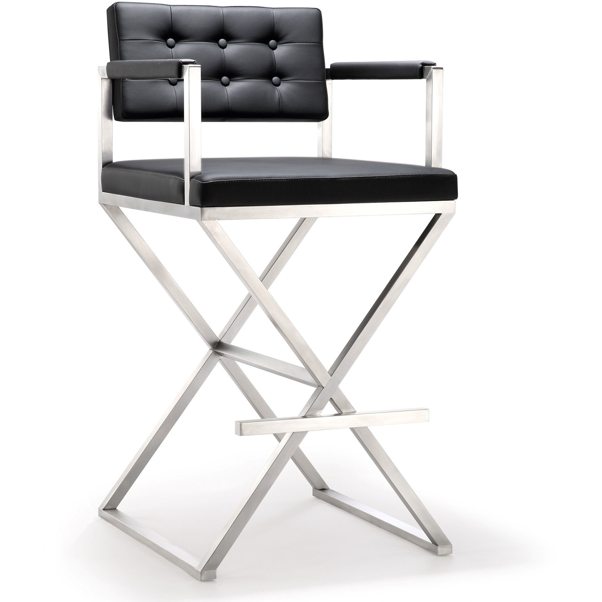 Director Black Stainless Steel Barstool - living-essentials