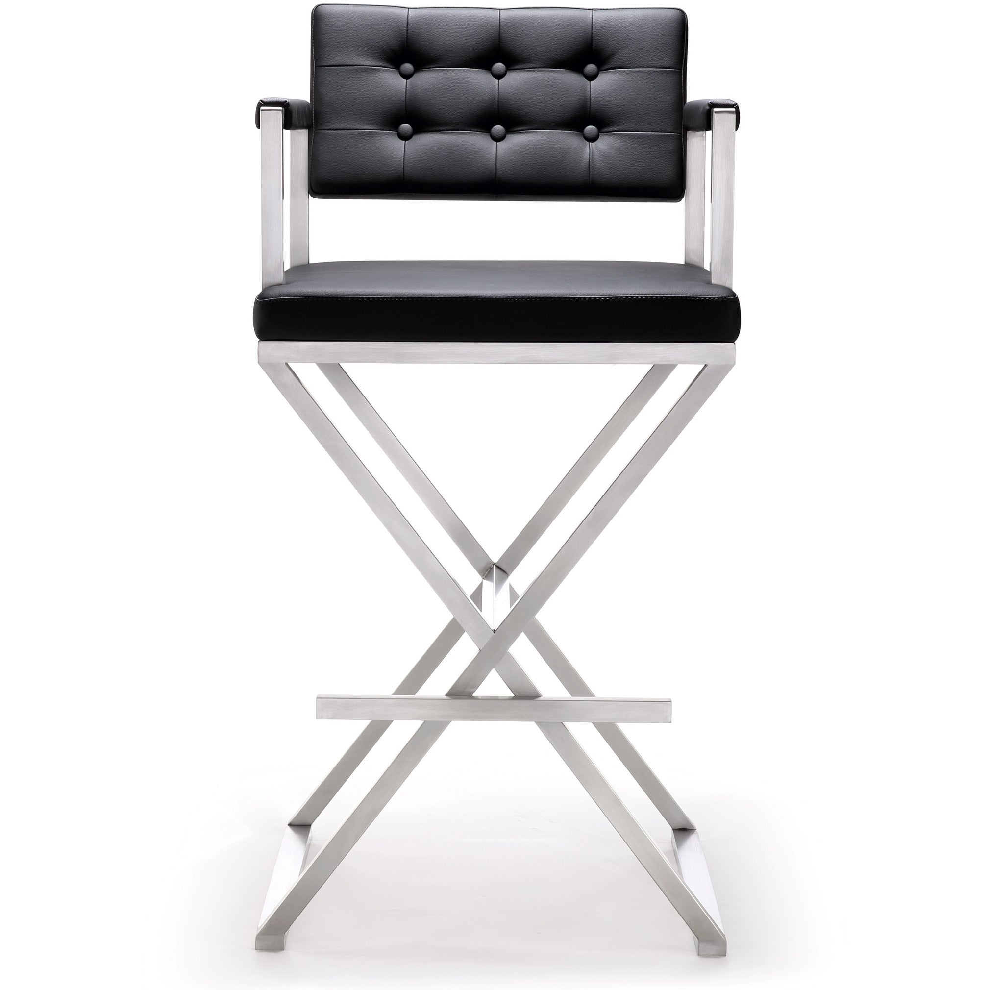 Director Black Stainless Steel Barstool - living-essentials