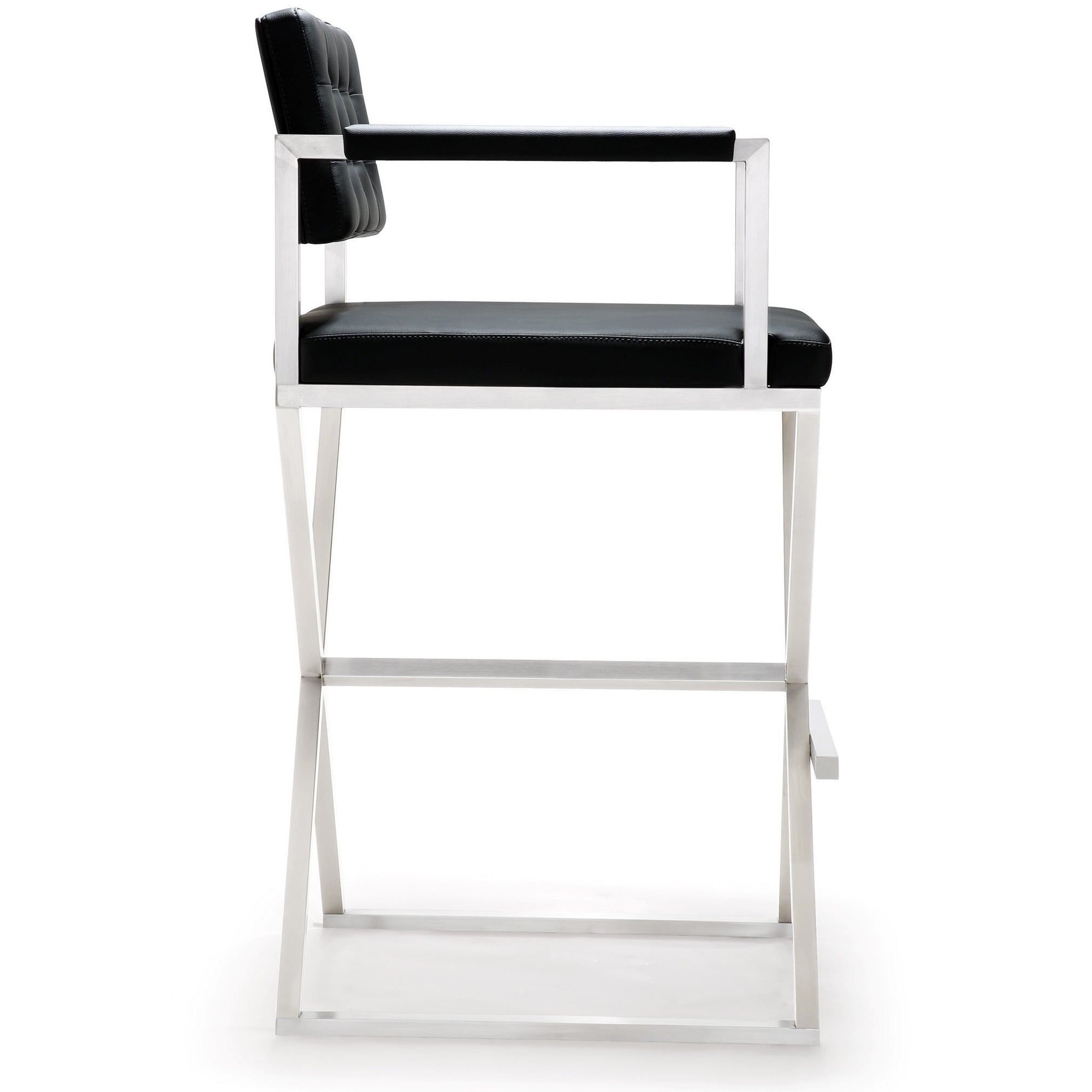 Director Black Stainless Steel Barstool - living-essentials