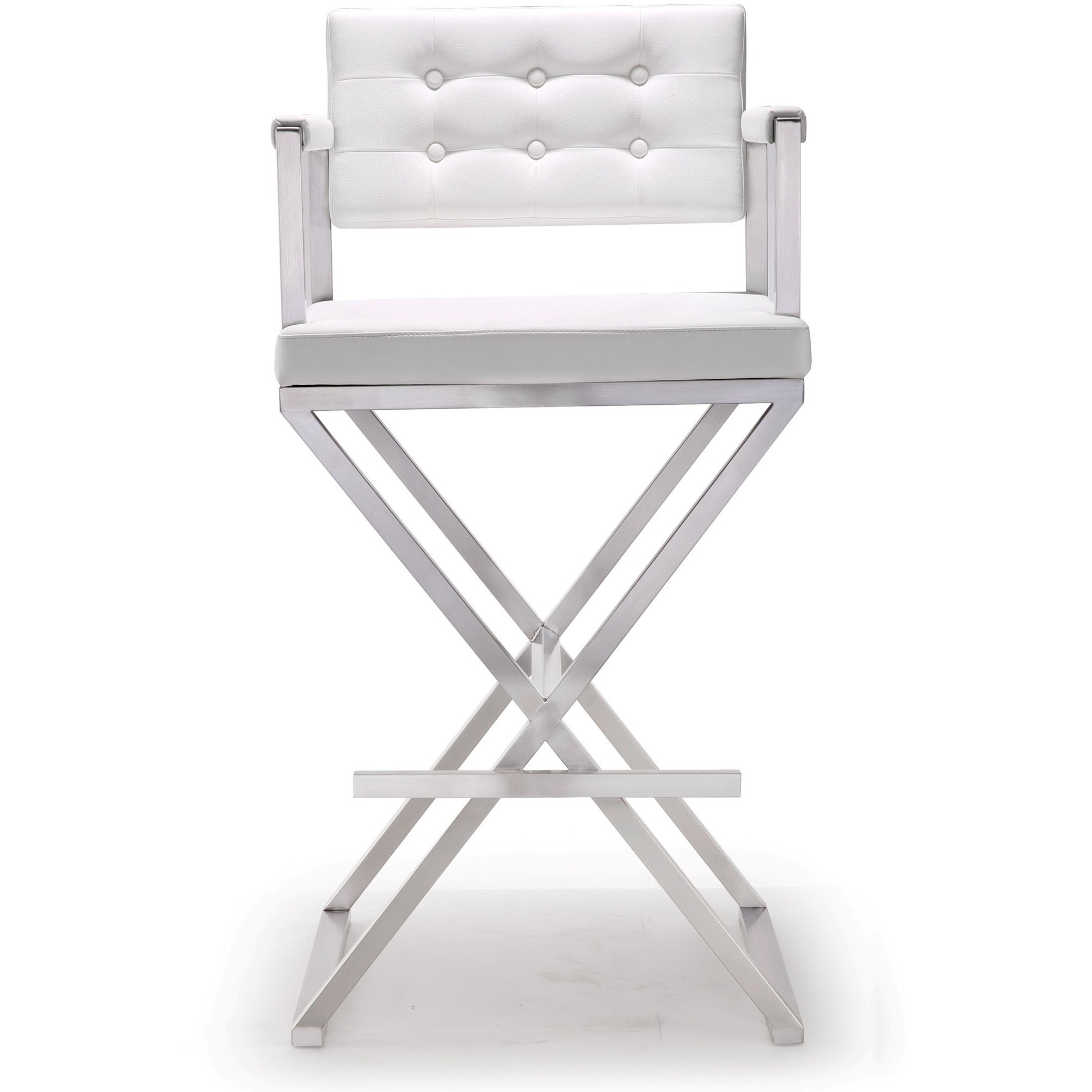 Director White Stainless Steel Barstool - living-essentials