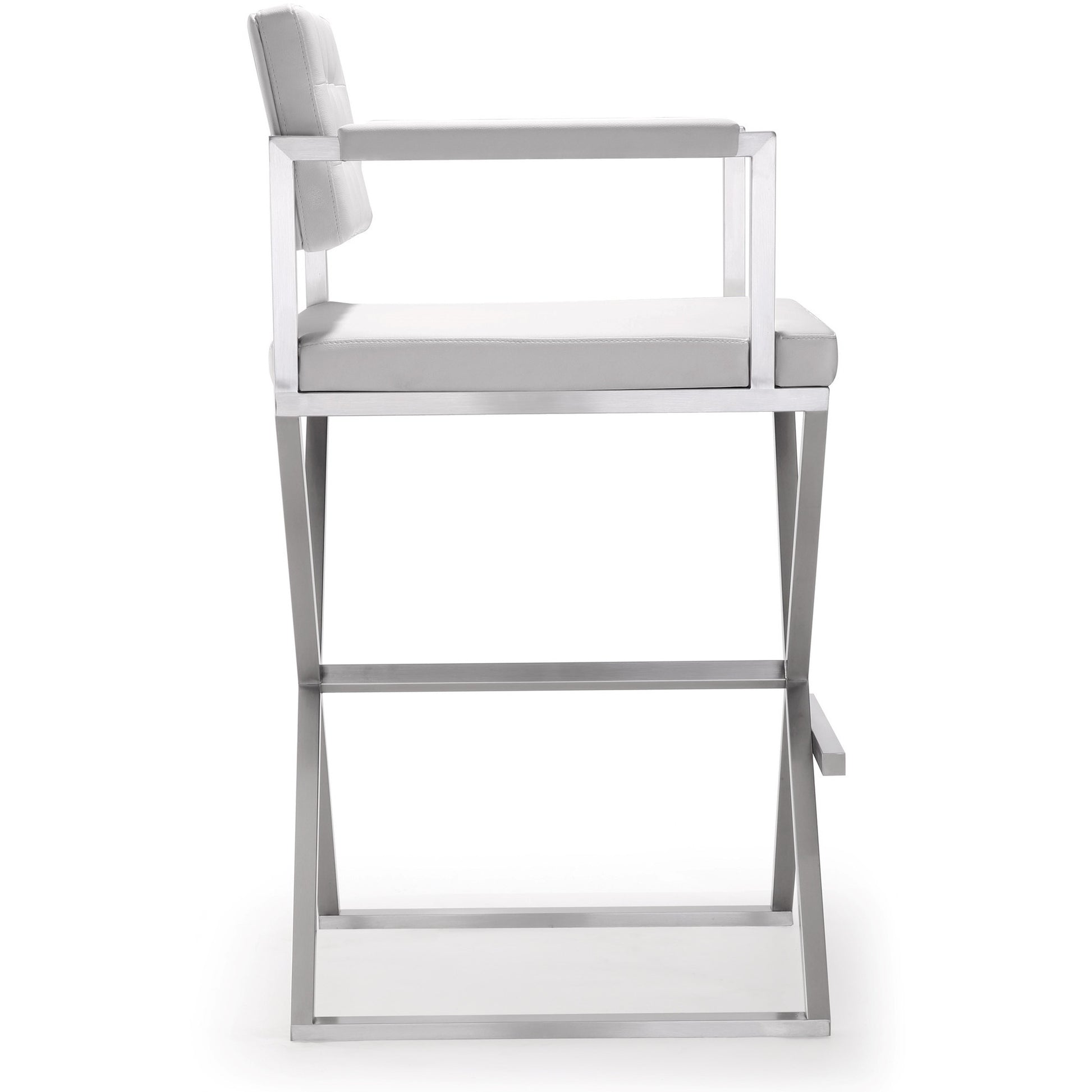 Director White Stainless Steel Barstool - living-essentials