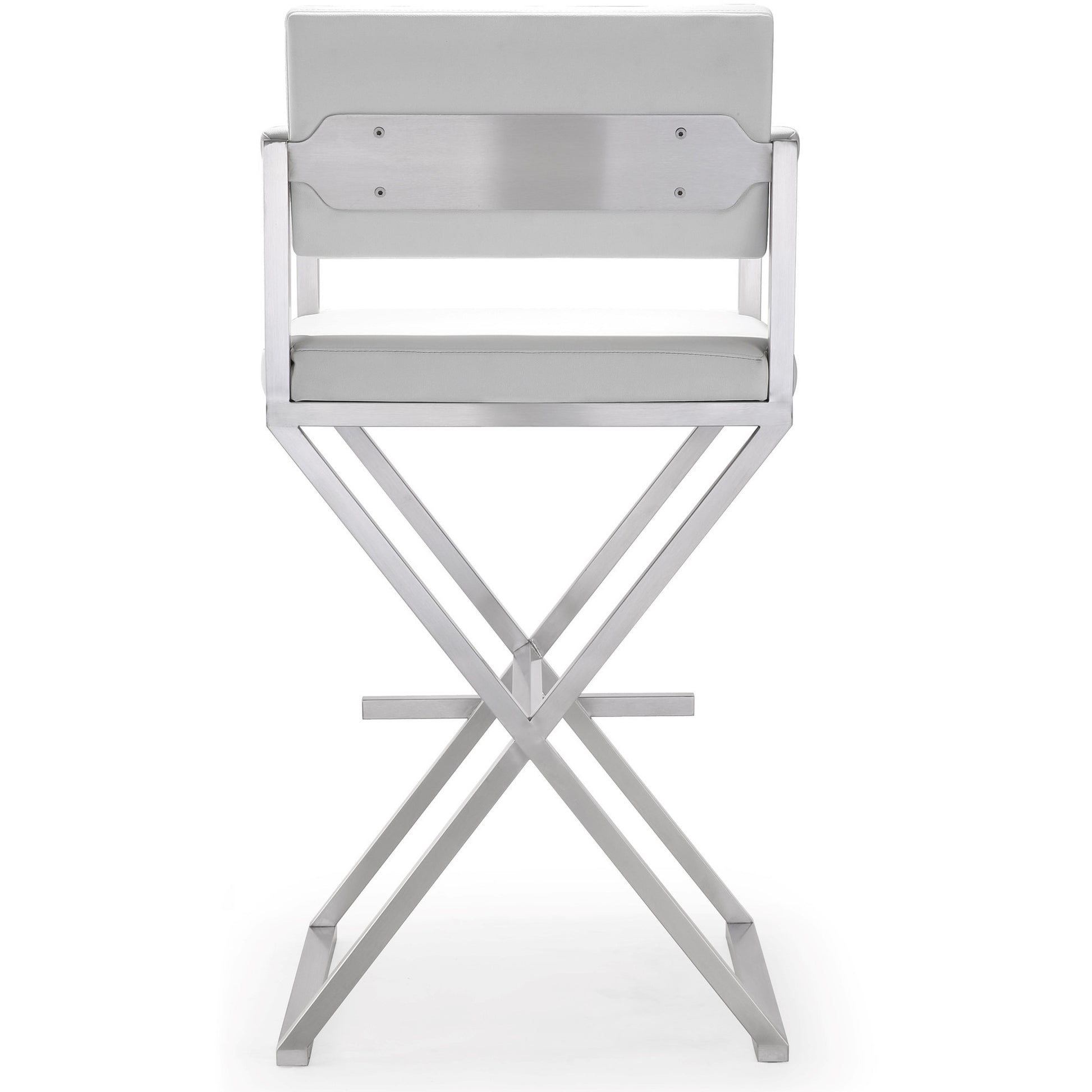 Director White Stainless Steel Barstool - living-essentials