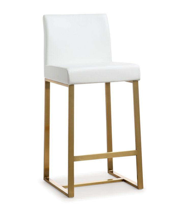 Deangelo White Gold Steel Counter Stool (Set of 2) - living-essentials