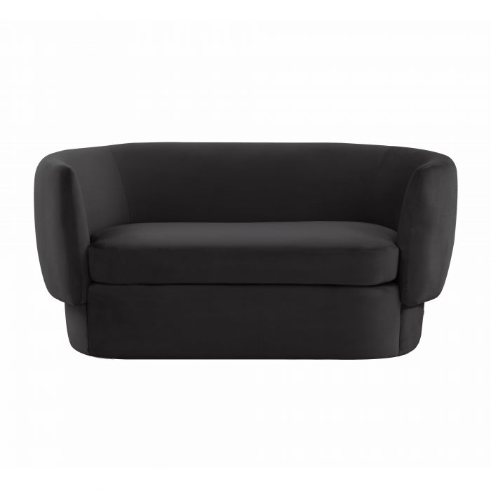 Ebony Black Velvet Loveseat