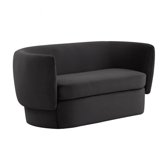 Ebony Black Velvet Loveseat