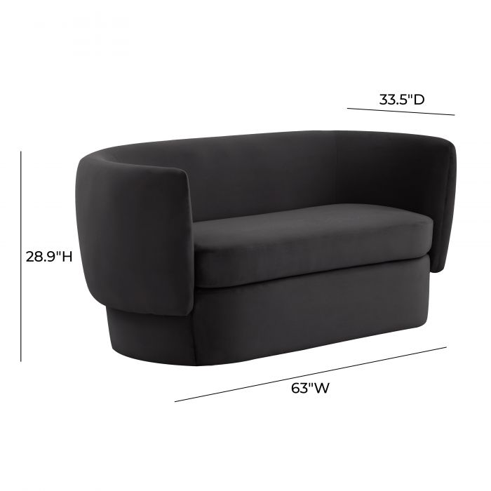 Ebony Black Velvet Loveseat