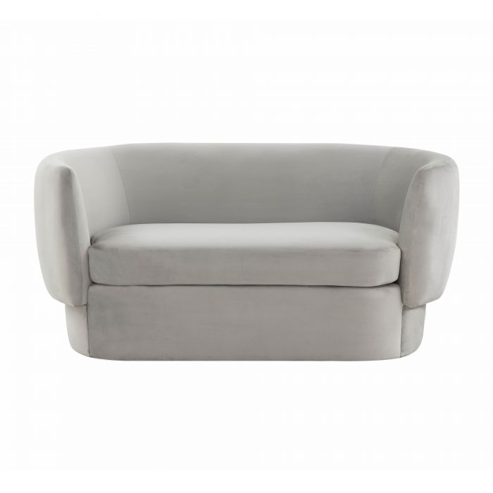 Ebony Light Grey Velvet Loveseat