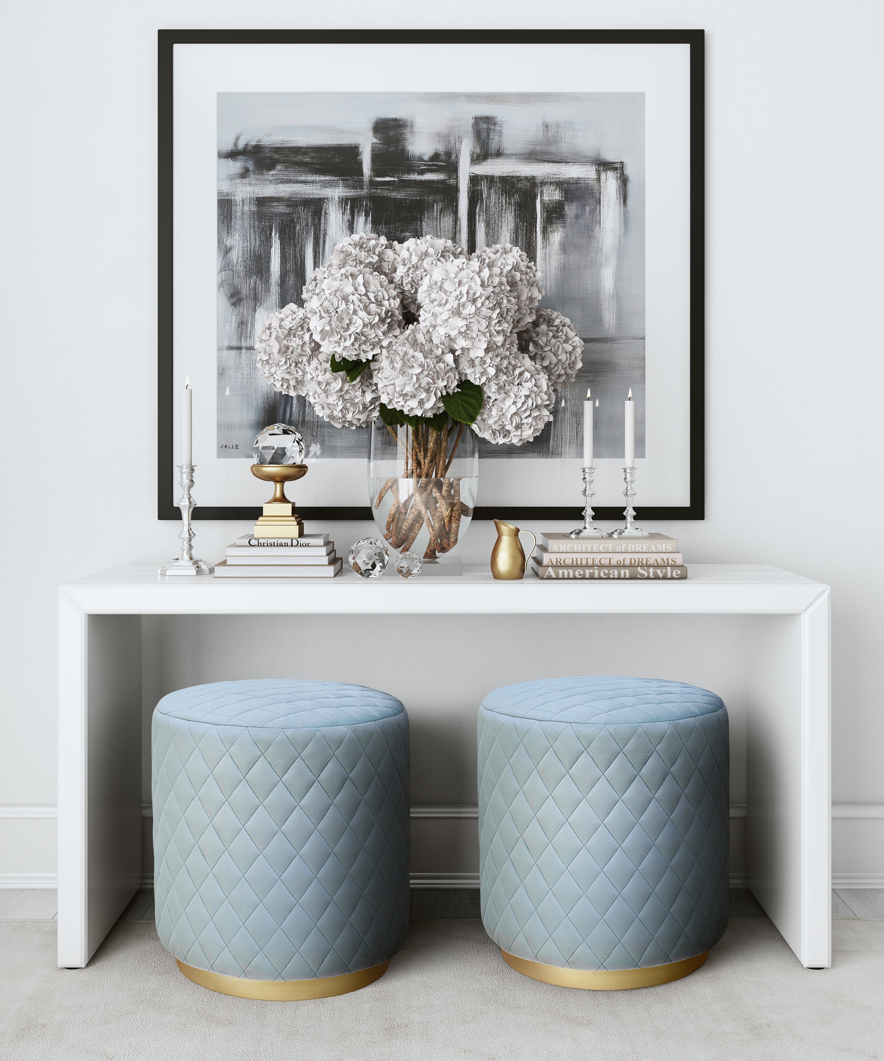 Diamond Velvet Ottoman - living-essentials