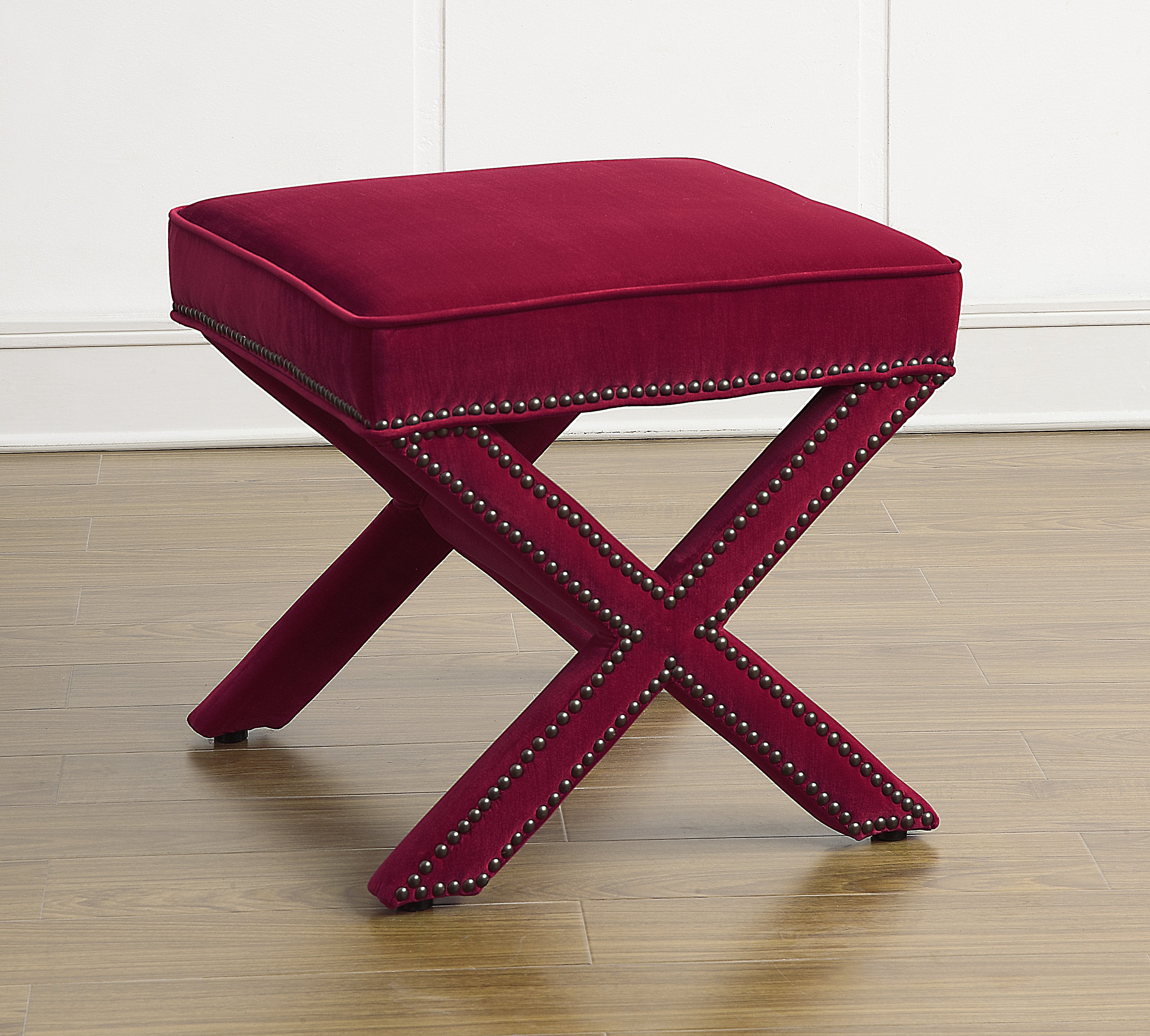 Reeve Velvet Ottoman - living-essentials