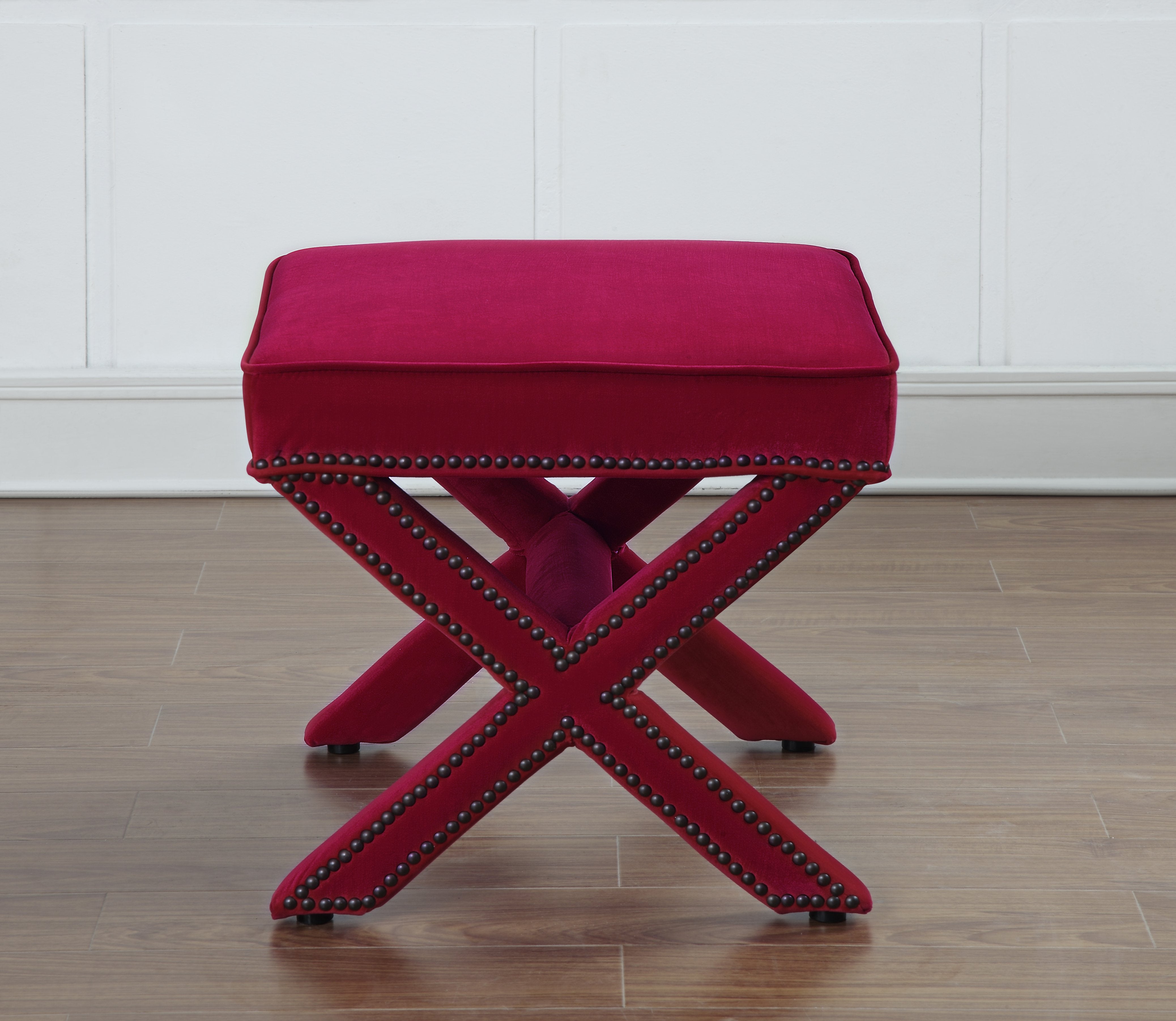 Reeve Velvet Ottoman - living-essentials