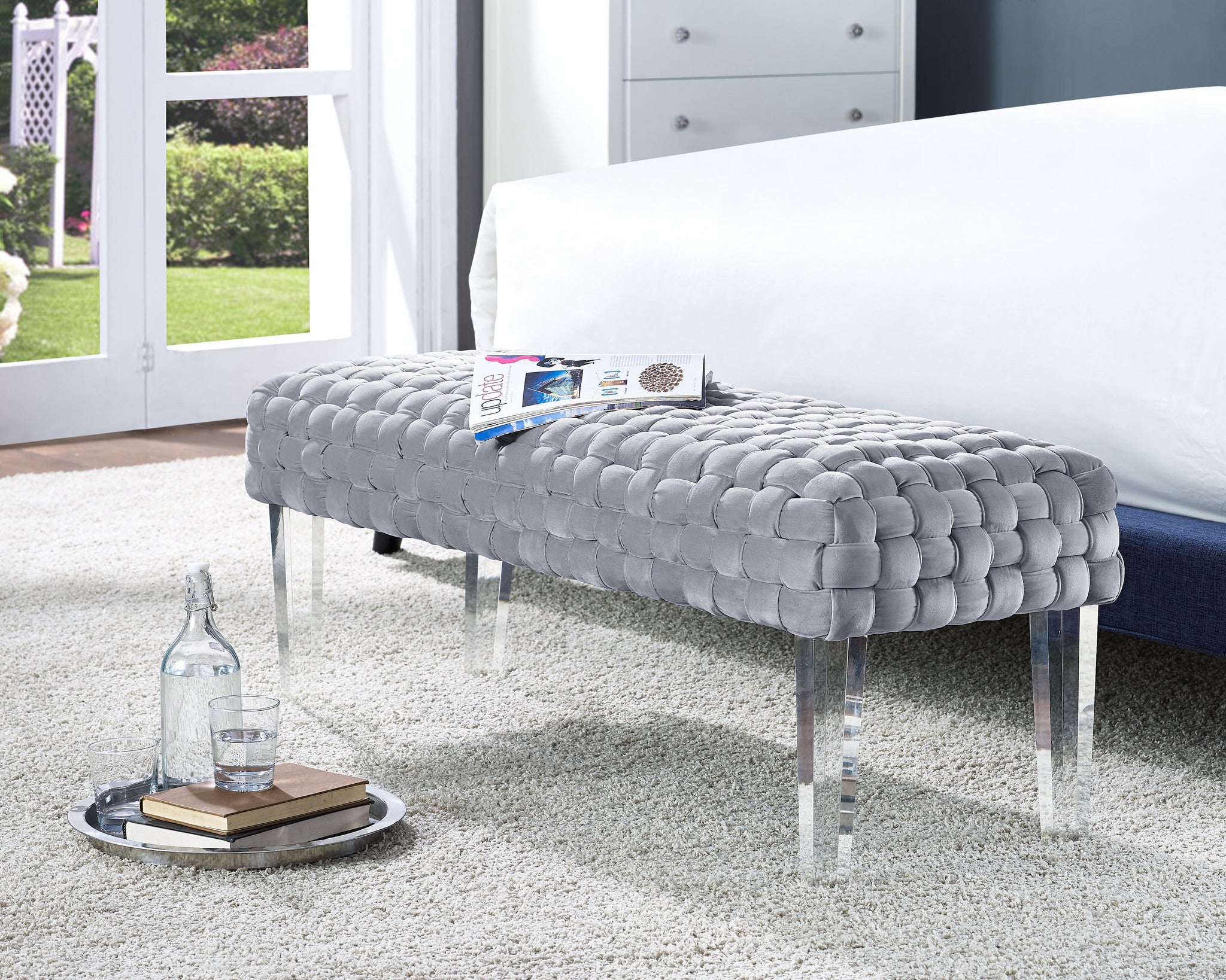 Valerie Velvet Woven Bench - living-essentials