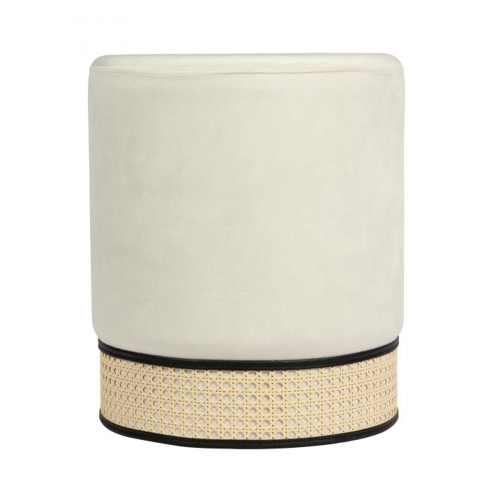 Fayette Cream Velvet Ottoman