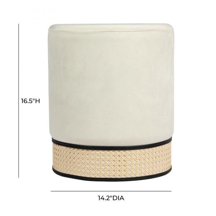 Fayette Cream Velvet Ottoman