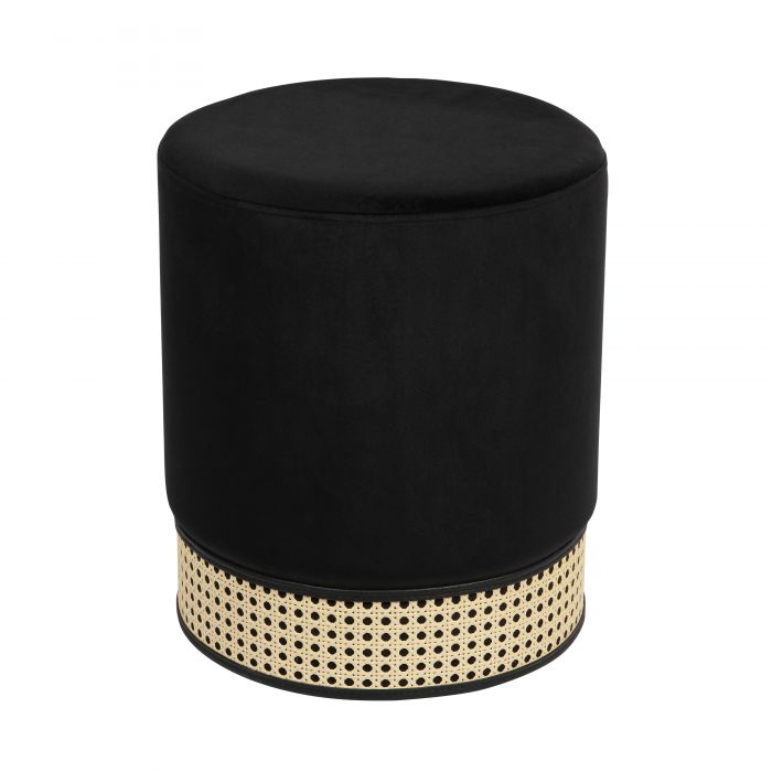 Fayette Black Velvet Ottoman