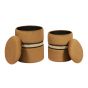 Jewel Cognac Velvet Nesting Ottomans - Set of 2