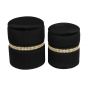 Jewel Black Velvet Nesting Ottomans - Set of 2