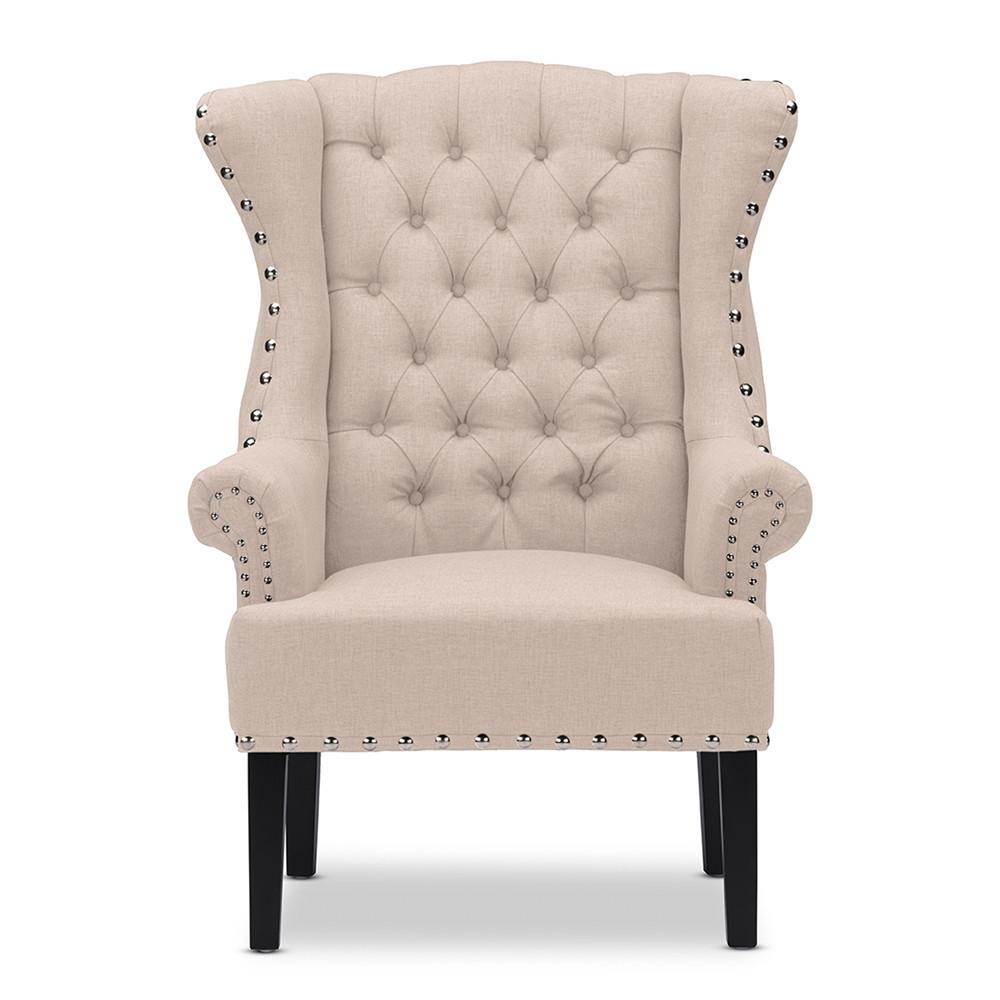 Kolby Linen Beige French Country Wingback Armchair - living-essentials