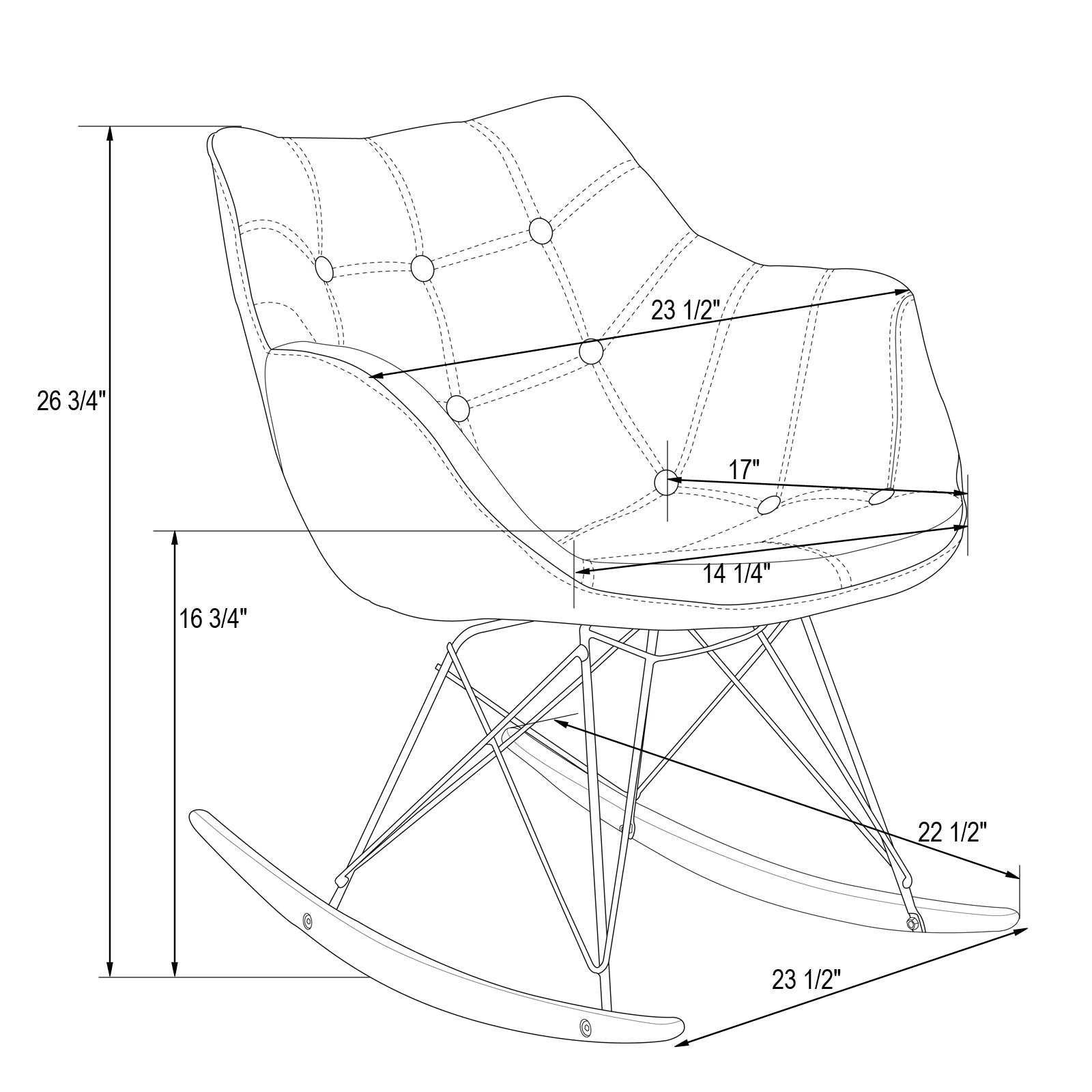 Lewie Velvet Eiffel Base Rocking Chair