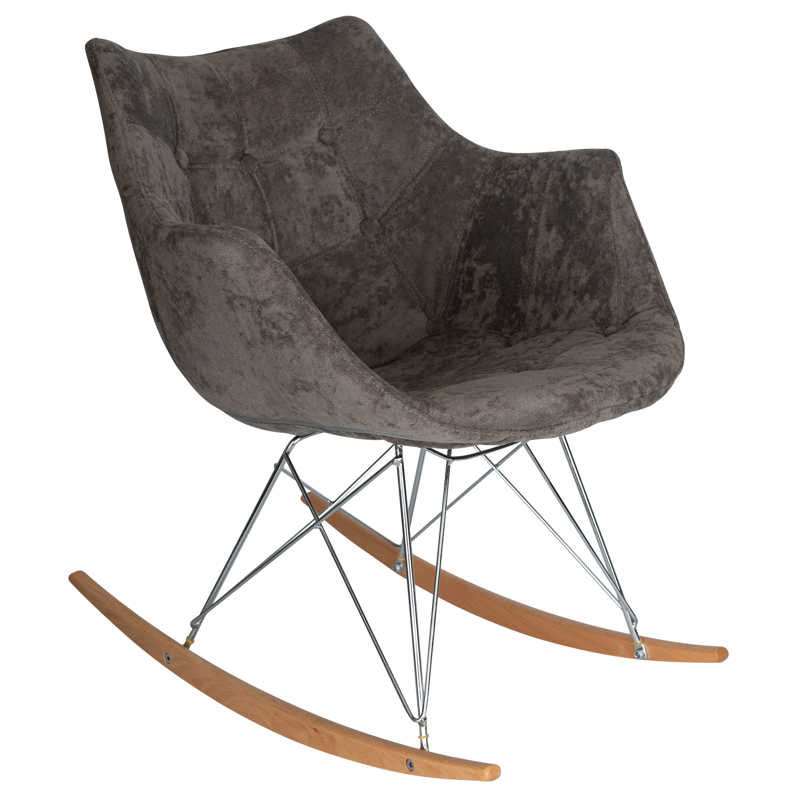 Lewie Velvet Eiffel Base Rocking Chair