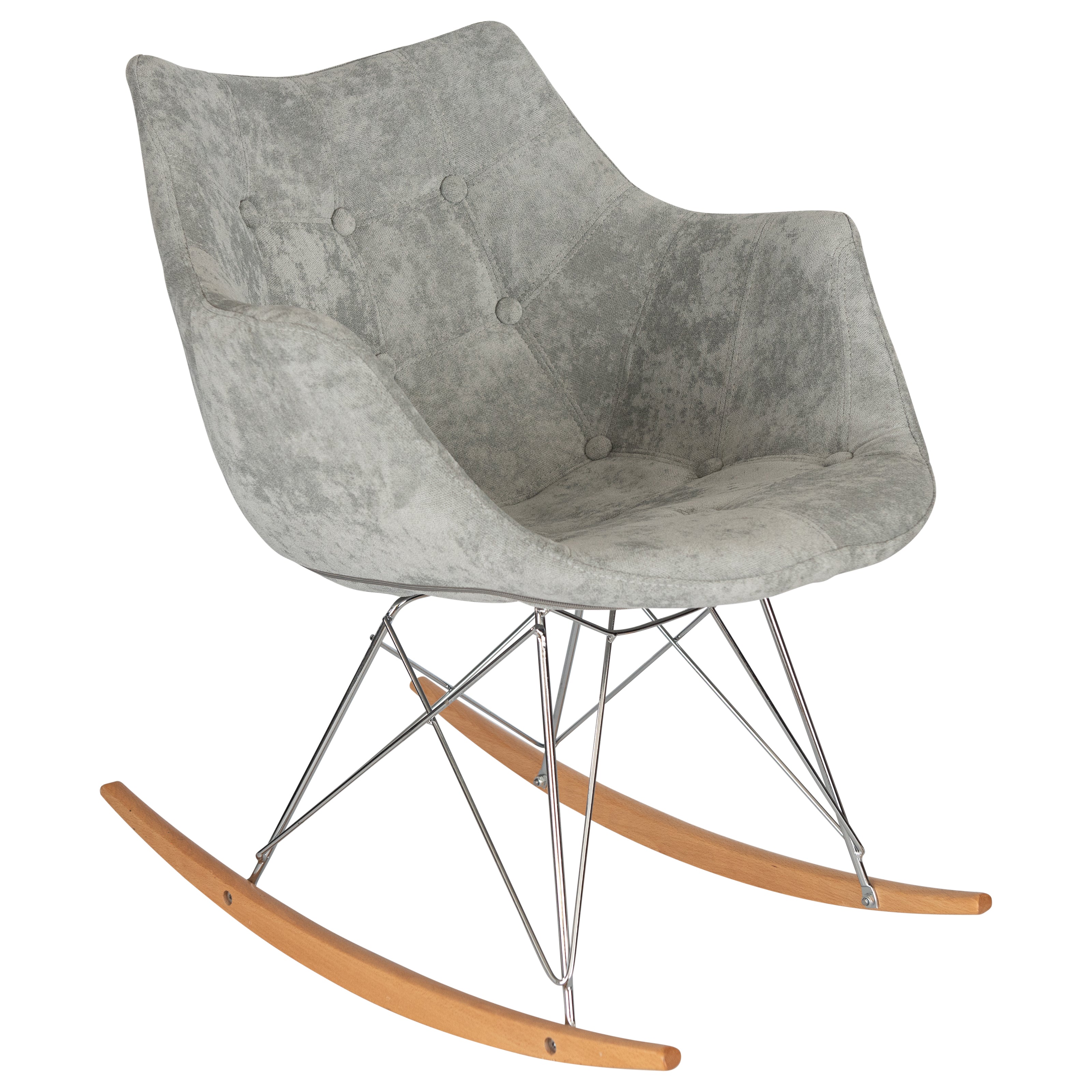 Lewie Velvet Eiffel Base Rocking Chair