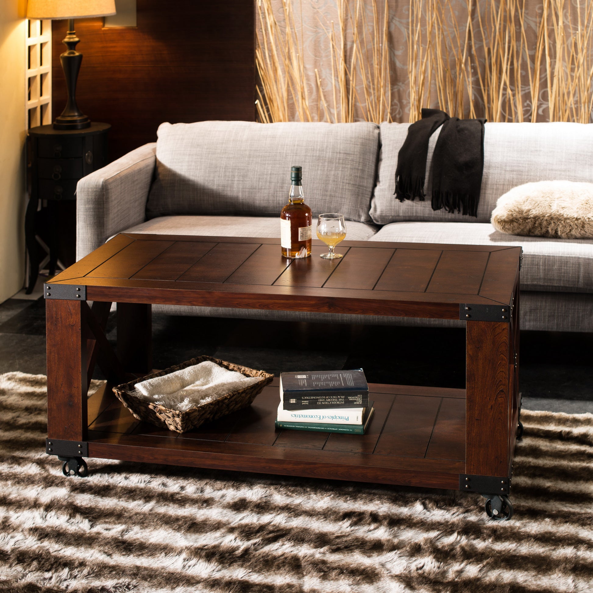 Kent Industrial Plank Style Coffee Table in Walnut - living-essentials
