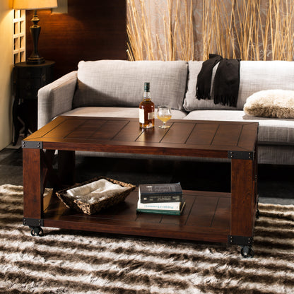 Kent Industrial Plank Style Coffee Table in Walnut - living-essentials