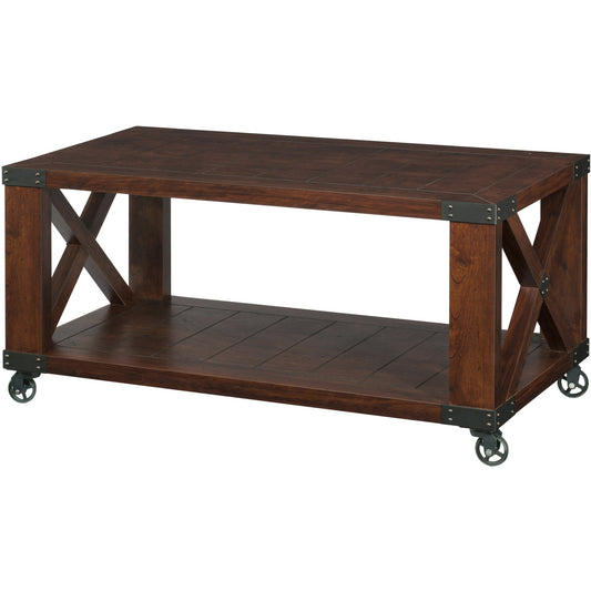 Kent Industrial Plank Style Coffee Table in Walnut - living-essentials
