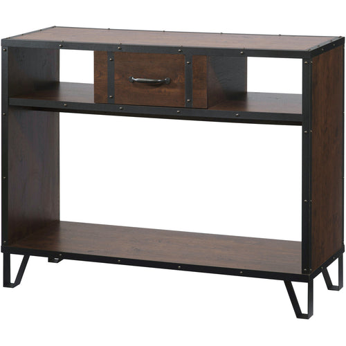 Fraser Industrial Storage Sofa Table in Vintage Walnut - living-essentials