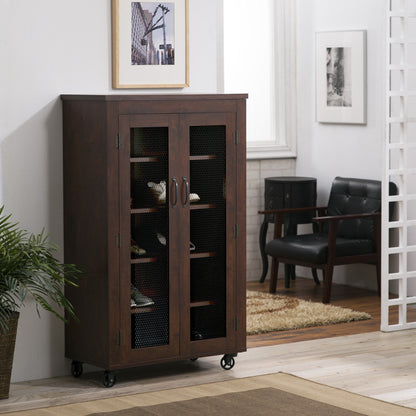 Vita Industrial 5-Shelf Storage Cabinet in Walnut - living-essentials