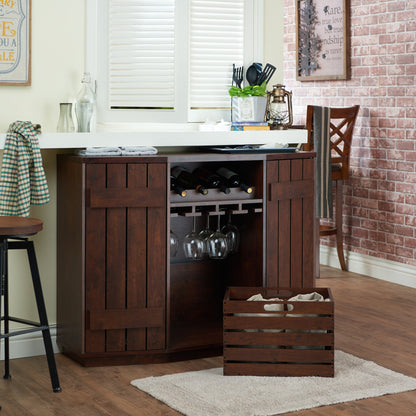 Rollins Rustic Plank Style Dining Server in Walnut - living-essentials