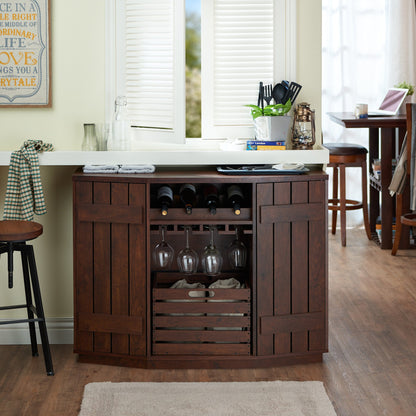 Rollins Rustic Plank Style Dining Server in Walnut - living-essentials