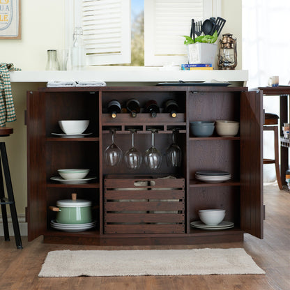 Rollins Rustic Plank Style Dining Server in Walnut - living-essentials