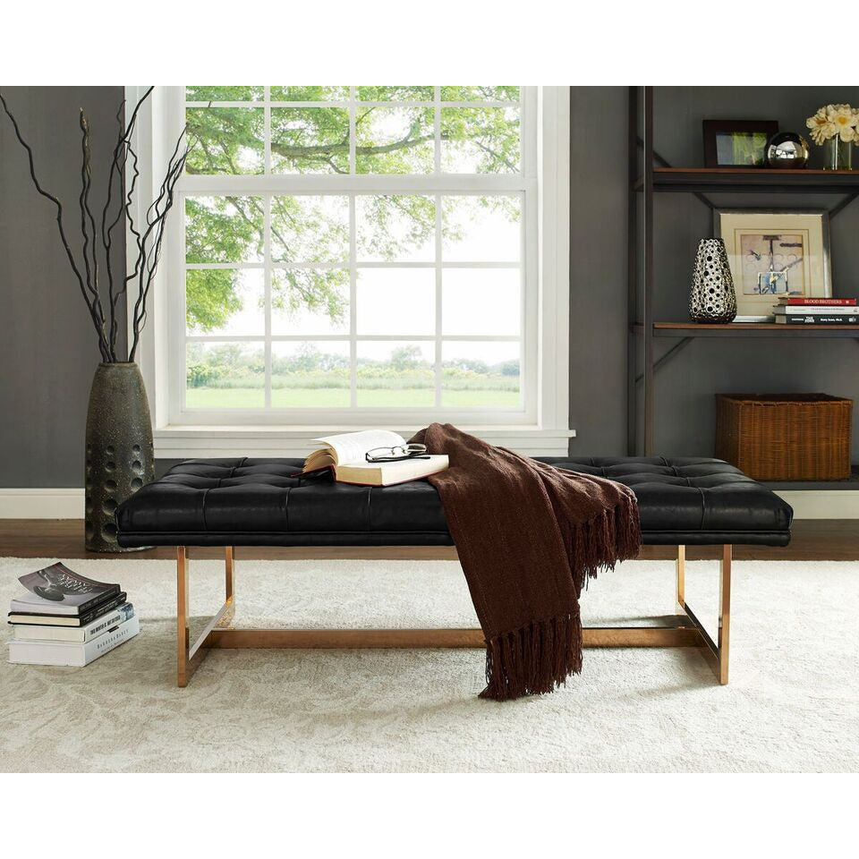 Oslo Contemporary Leather Bench - living-essentials