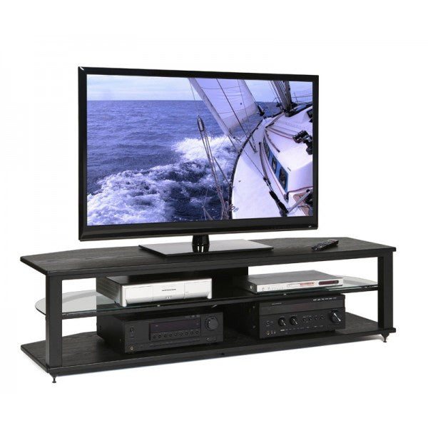 PLATEAU CRX-2V 64 Wood 64" TV Stand, Black Oak finish - living-essentials