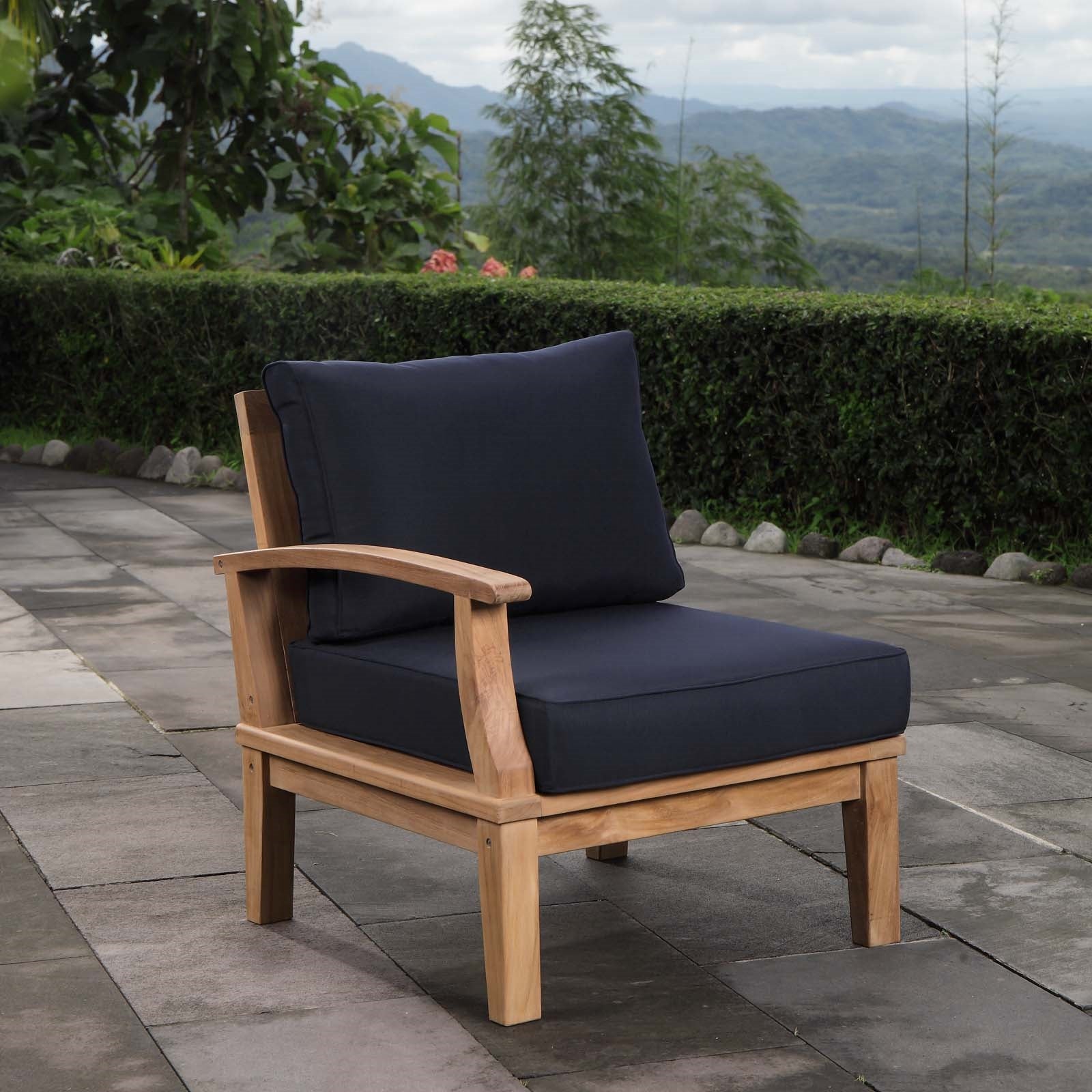 Marine Outdoor Patio Teak Left-Facing Sofa