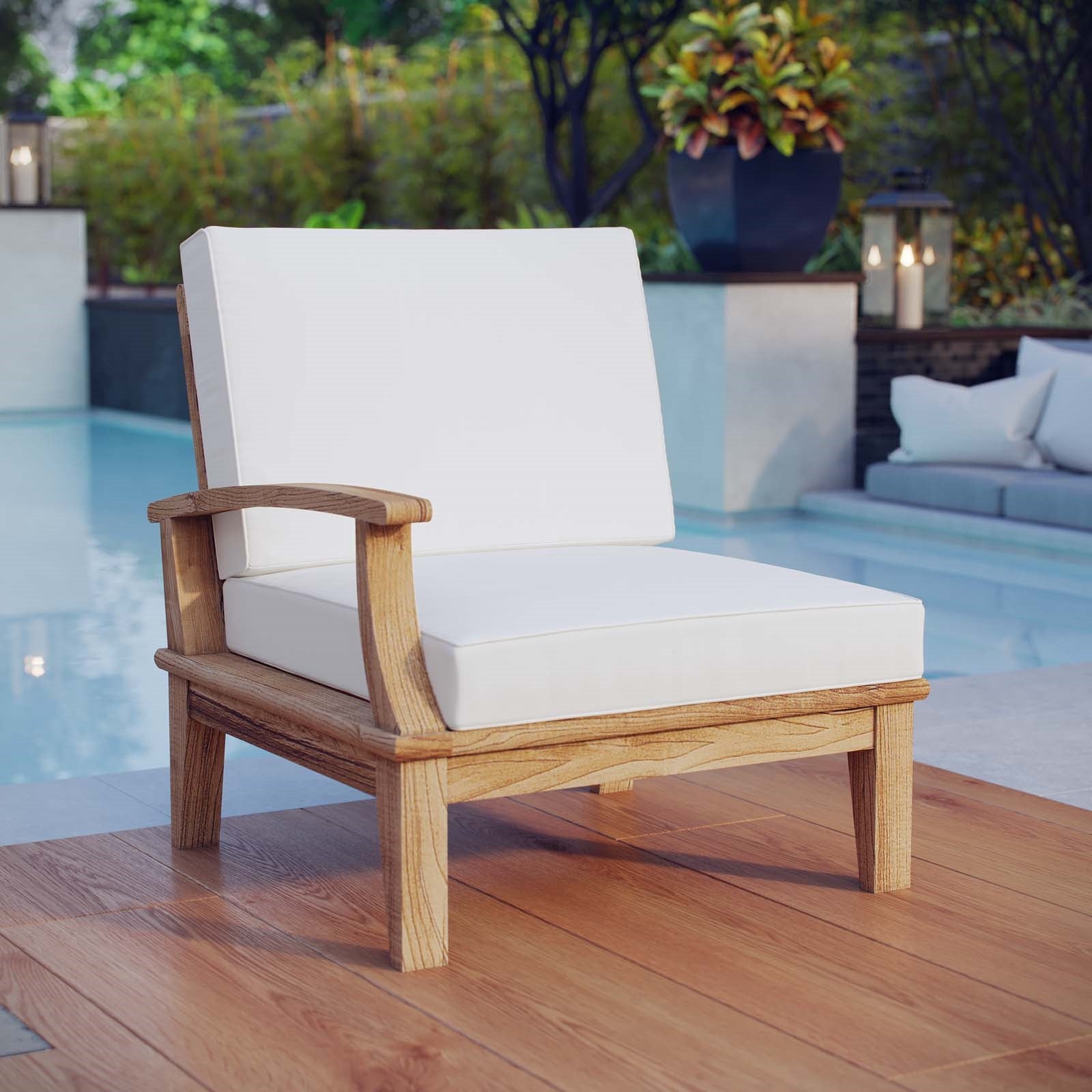 Marine Outdoor Patio Teak Left-Facing Sofa