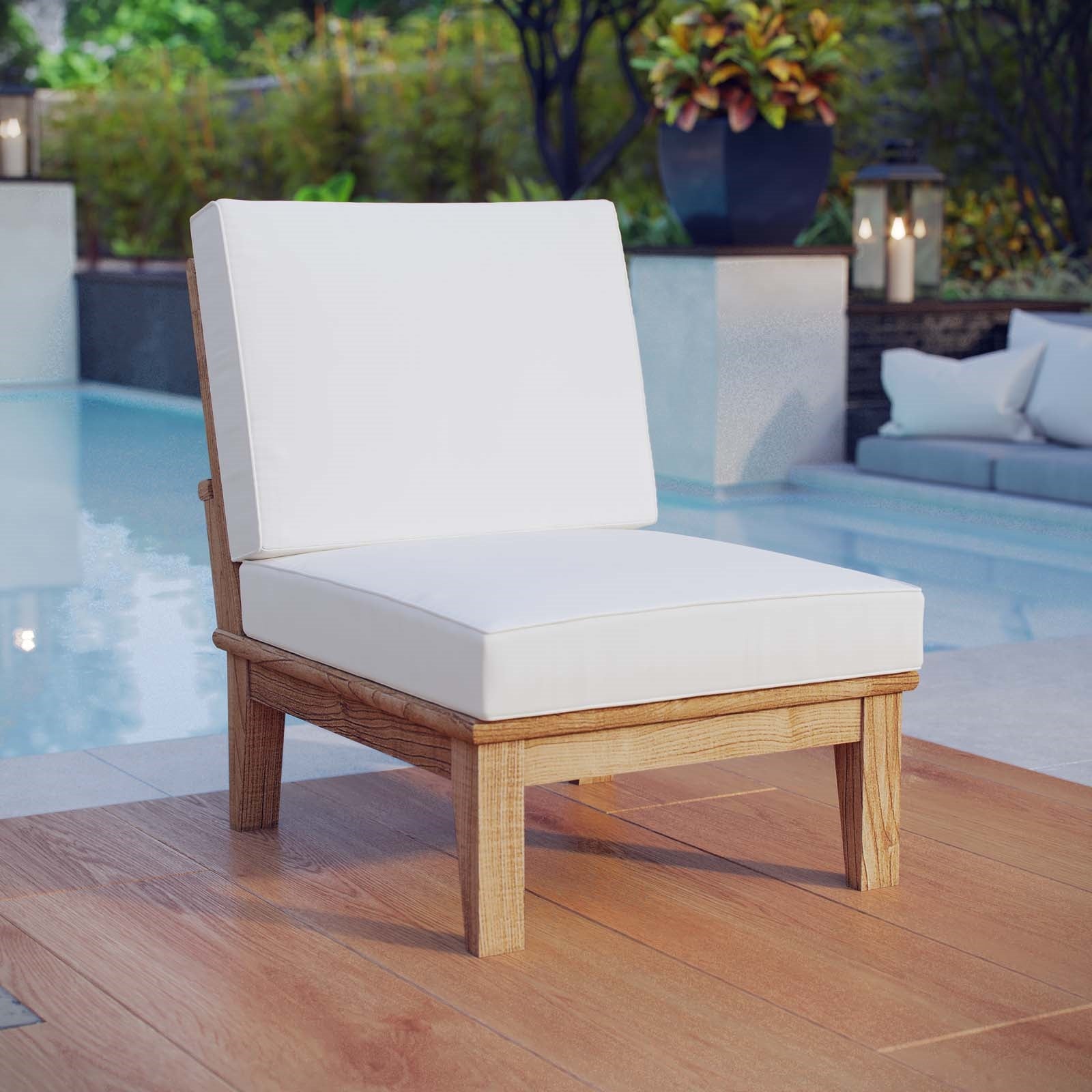 Marine Armless Outdoor Patio Teak Sofa