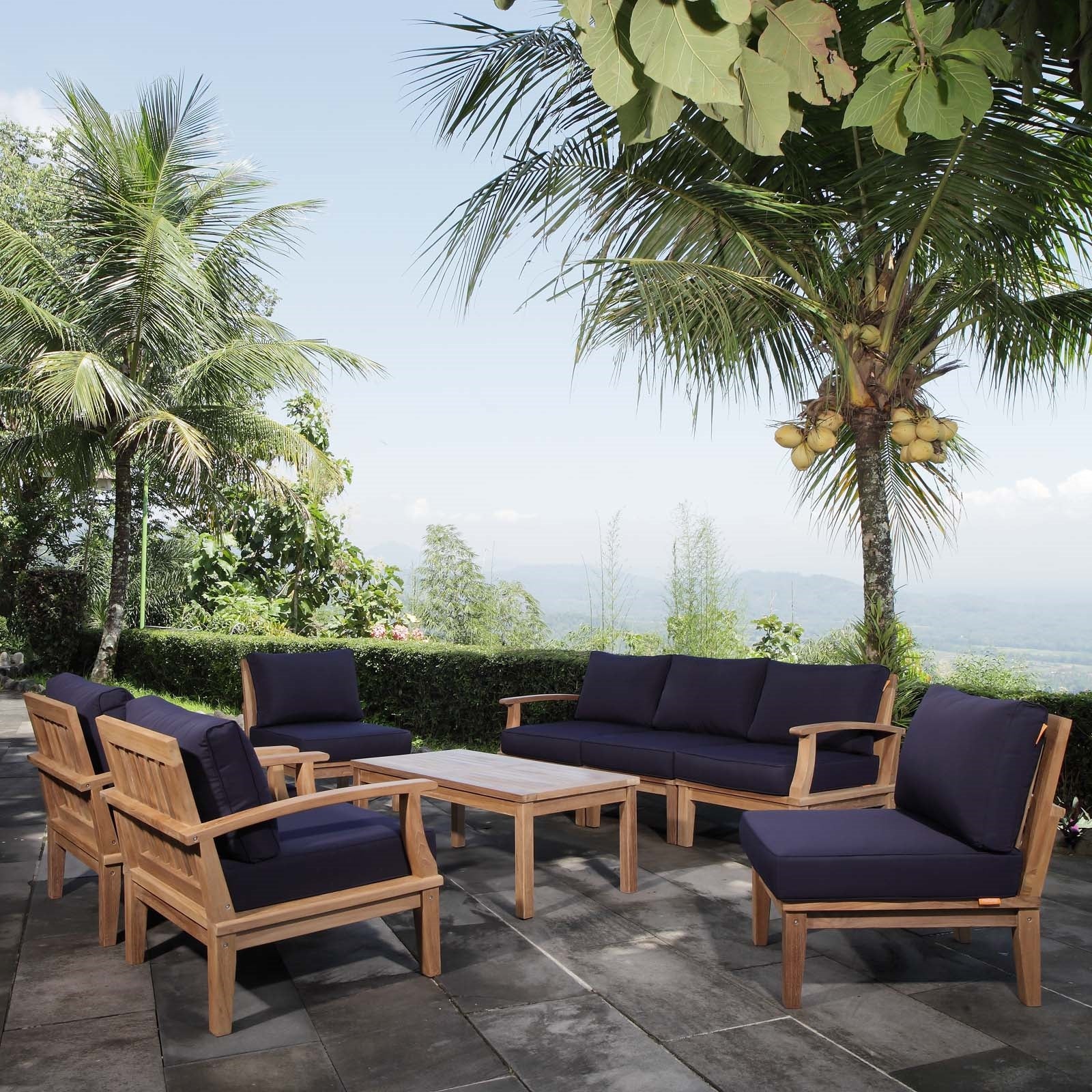 Marine 8 Piece Outdoor Patio Teak Set