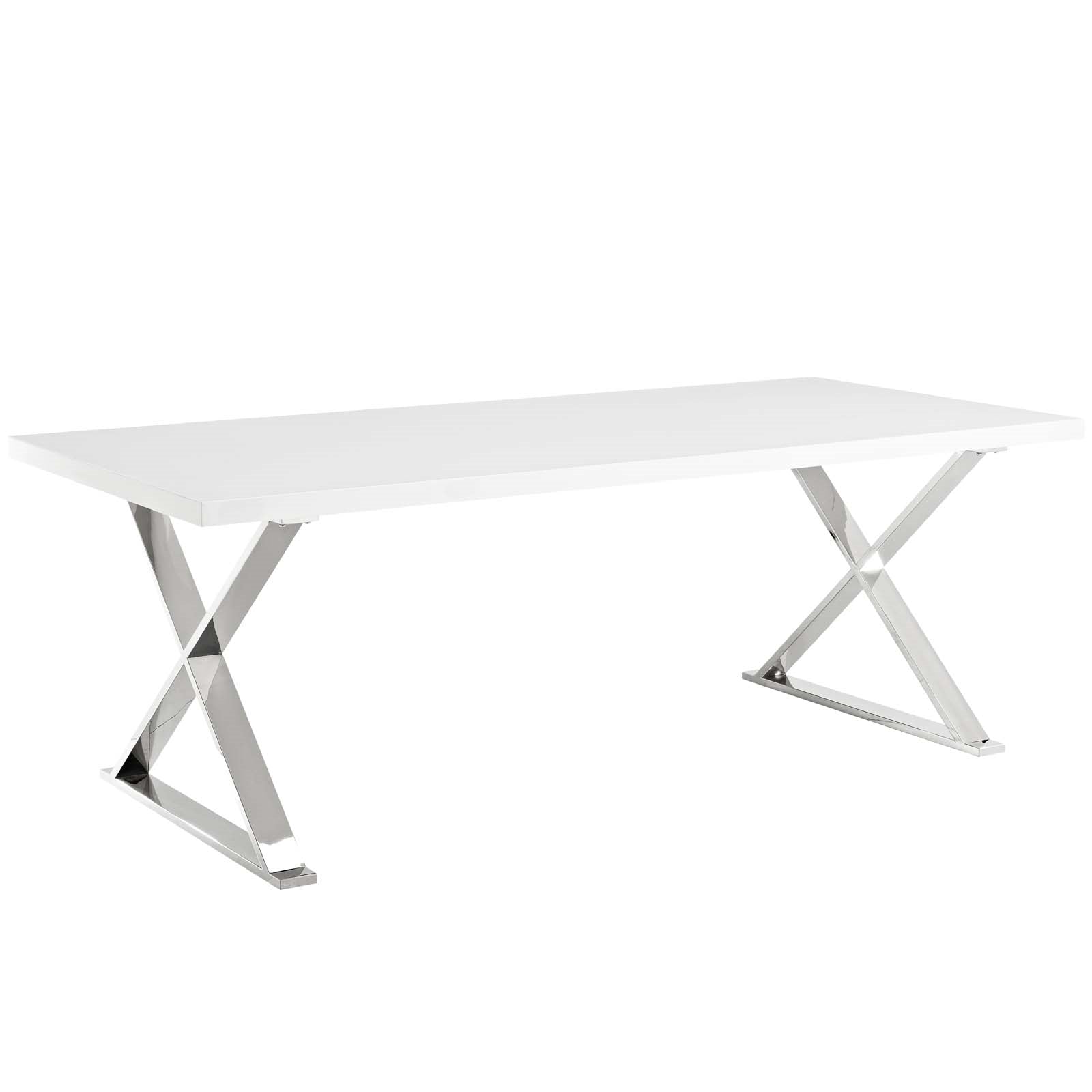 Finn Dining Table in White / Silver