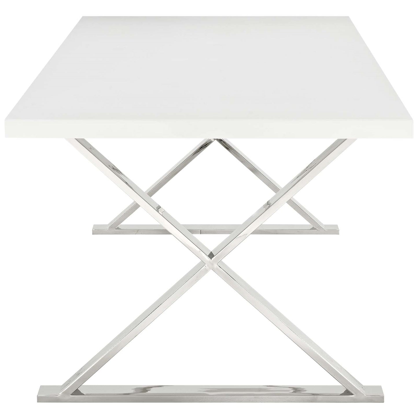 Finn Dining Table in White / Silver