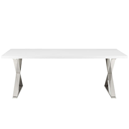 Finn Dining Table in White / Silver