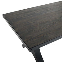Natural 96" Crank Height Adjustable Rectangle Dining and Conference Table in Black