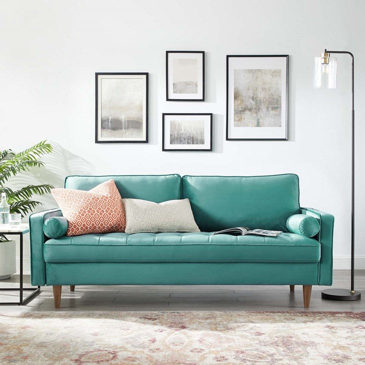 Logan Upholstered Faux Leather Sofa