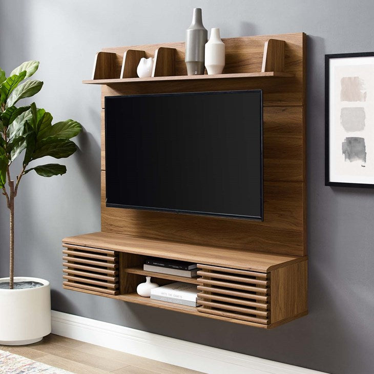 Grana Wall Mounted TV Stand Entertainment Center in Walnut