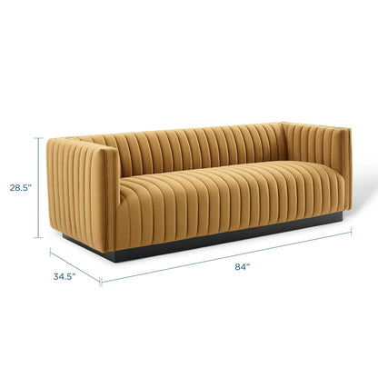 Darcy Channel Tufted Velvet Sofa