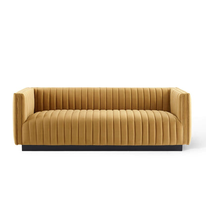 Darcy Channel Tufted Velvet Sofa