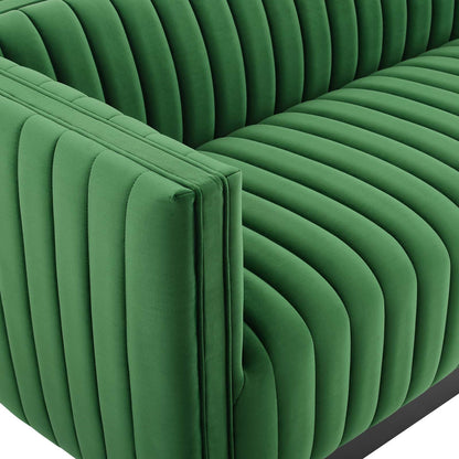 Darcy Channel Tufted Velvet Sofa